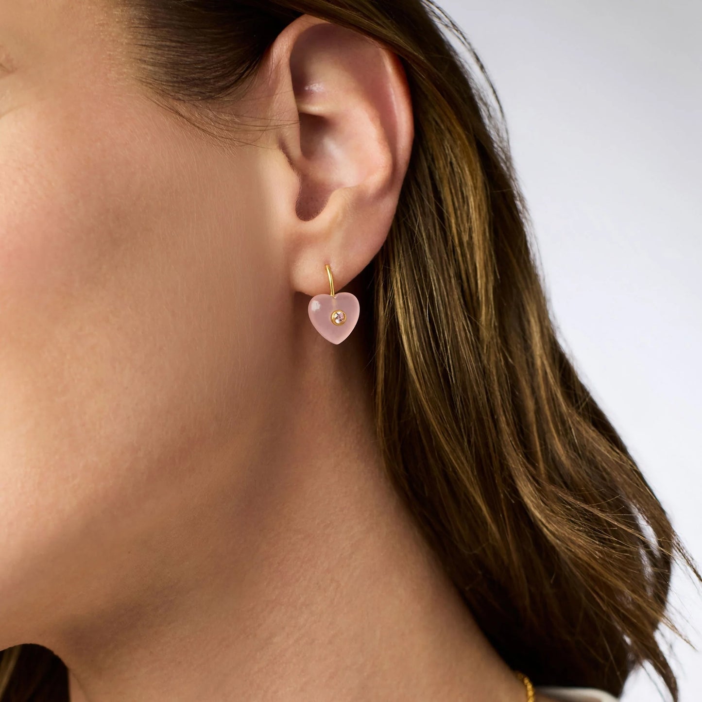 Julie Vos Heart Earring-Pink Quartz
