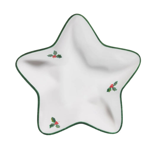 Winter Berry Green Star Dish 8.6in