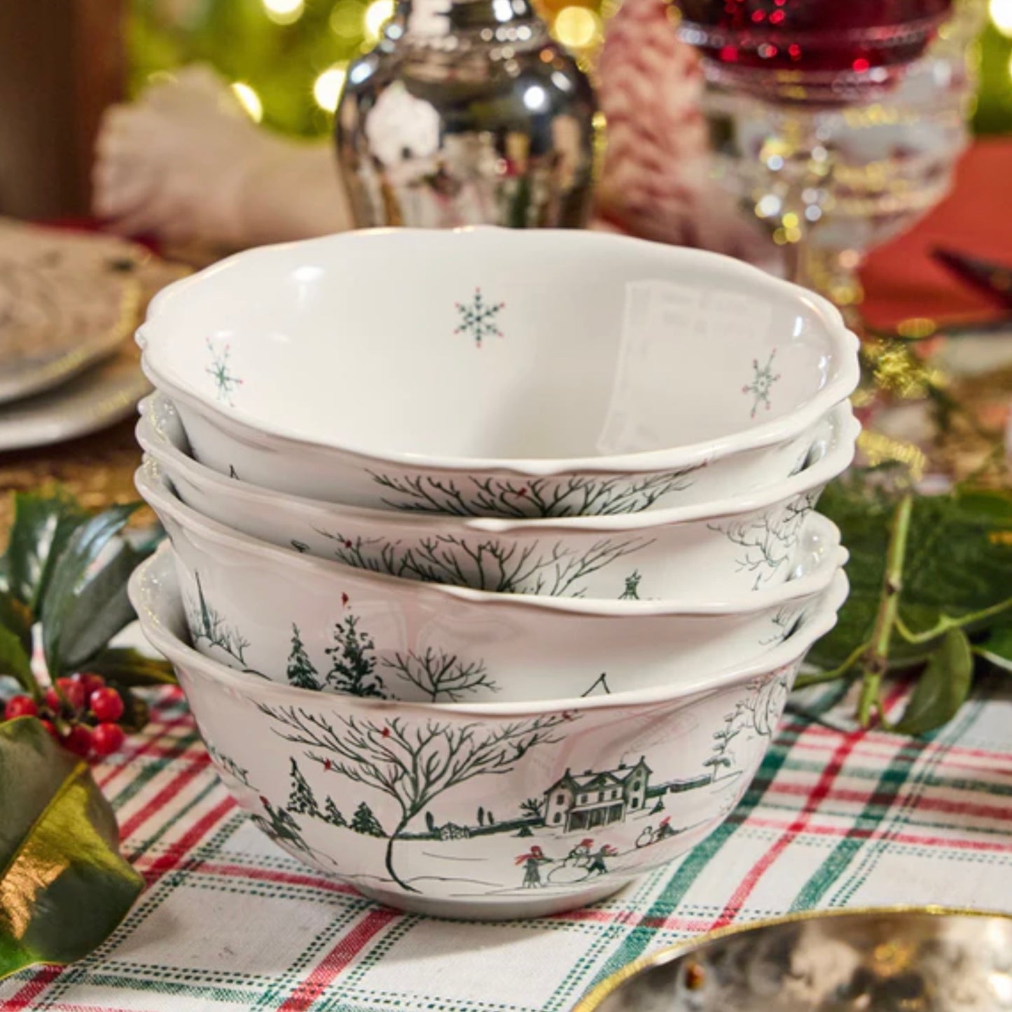 Juliska Country Estate Winter Frolic Cereal/Ice Cream Bowl - Evergreen
