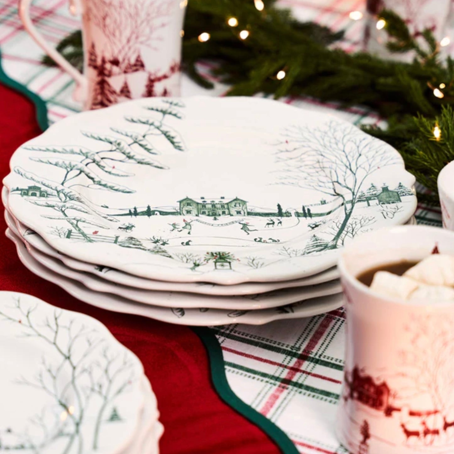 Juliska Country Estate Winter Frolic Dinner Plate - Evergreen