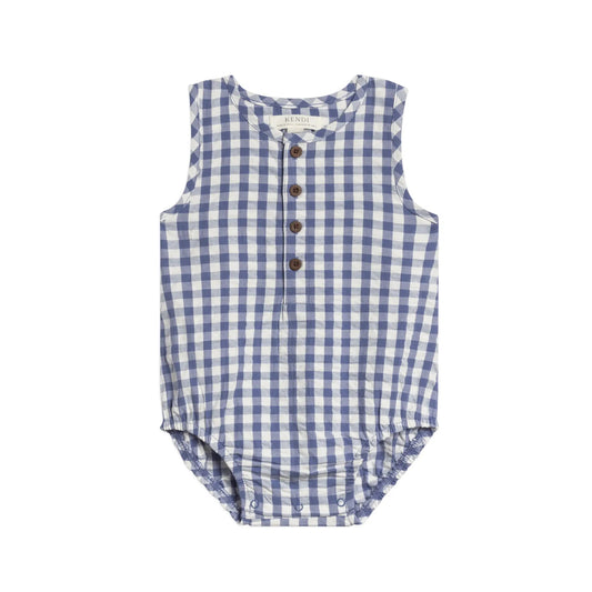 KENDI by Colored Organics Baby Wren Romper - Marino Gingham
